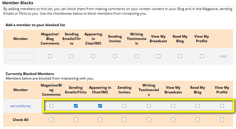 Currently Blocked users on your Adultfriendfinder profile